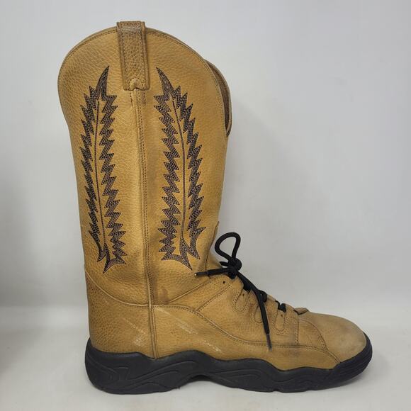 VTG Tony Lama Boots 10.5 Teny Tan Leather Western Rodeo Sneakers Tall T4854 RARE - Picture 11 of 15